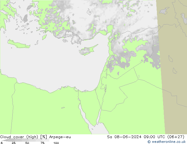 Wolken (hohe) Arpege-eu Sa 08.06.2024 09 UTC