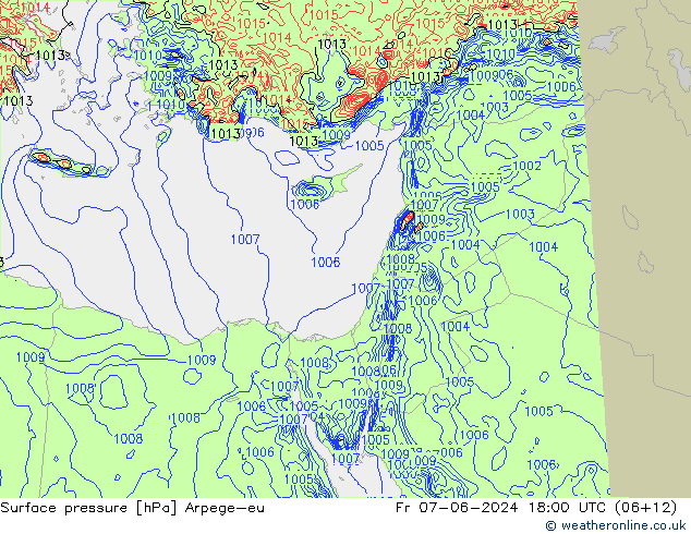 Surface pressure Arpege-eu Fr 07.06.2024 18 UTC