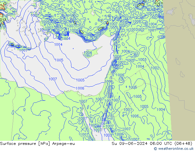 Surface pressure Arpege-eu Su 09.06.2024 06 UTC