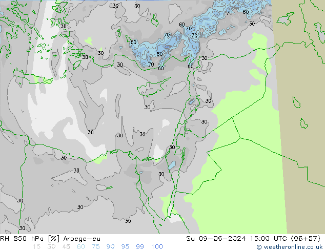 850 hPa Nispi Nem Arpege-eu Paz 09.06.2024 15 UTC