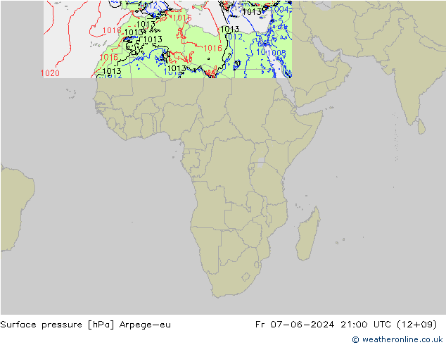 Yer basıncı Arpege-eu Cu 07.06.2024 21 UTC