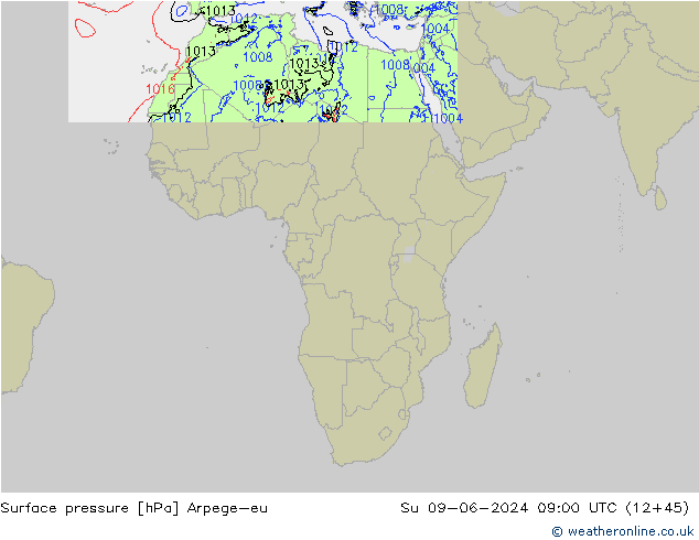 Yer basıncı Arpege-eu Paz 09.06.2024 09 UTC