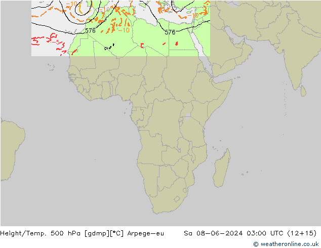 Yükseklik/Sıc. 500 hPa Arpege-eu Cts 08.06.2024 03 UTC