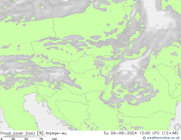 Bulutlar (düşük) Arpege-eu Paz 09.06.2024 12 UTC