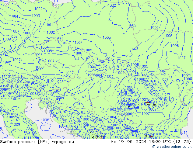 Presión superficial Arpege-eu lun 10.06.2024 18 UTC