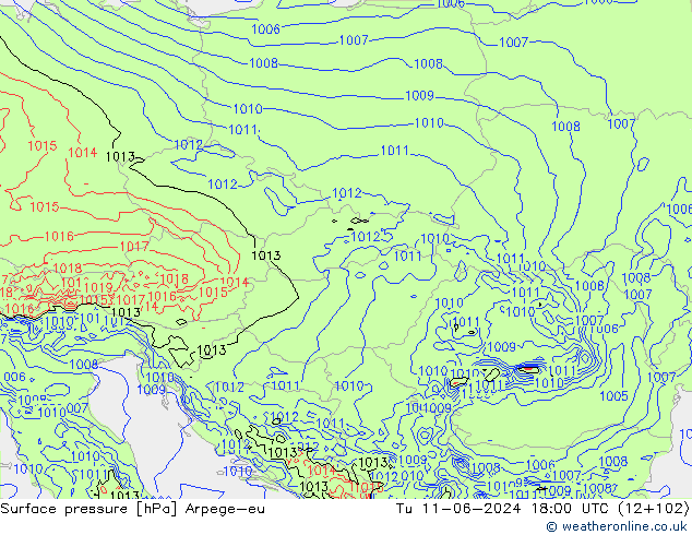 Luchtdruk (Grond) Arpege-eu di 11.06.2024 18 UTC