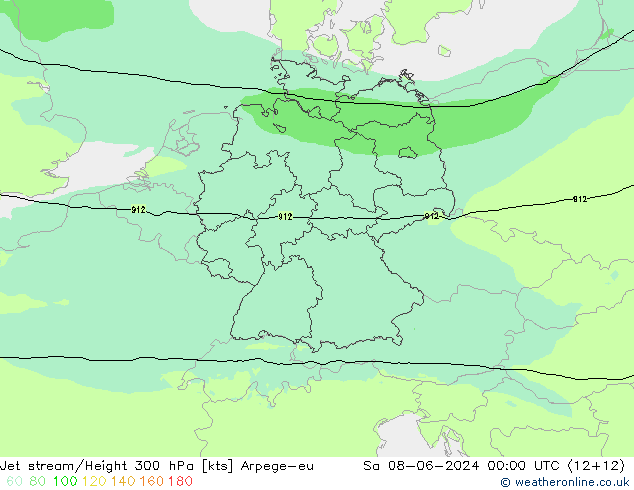 Jet stream/Height 300 hPa Arpege-eu Sa 08.06.2024 00 UTC