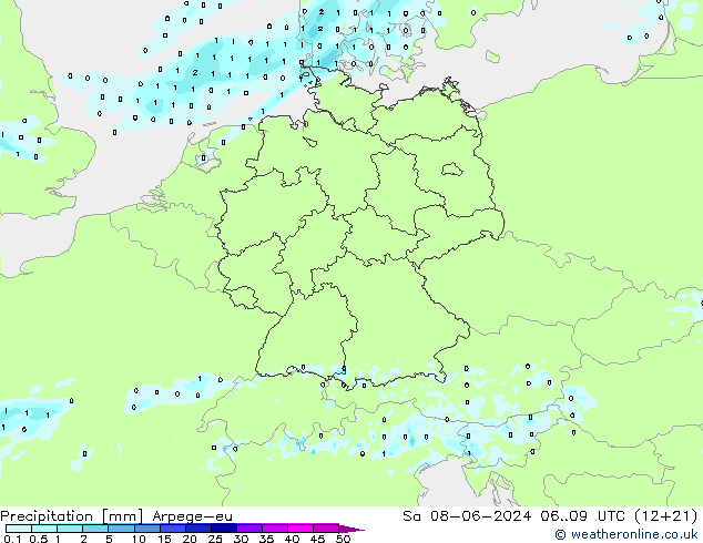 Precipitation Arpege-eu Sa 08.06.2024 09 UTC