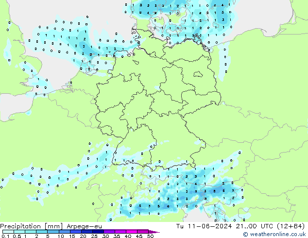 Niederschlag Arpege-eu Di 11.06.2024 00 UTC