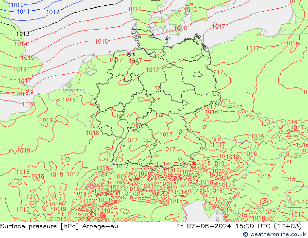 Surface pressure Arpege-eu Fr 07.06.2024 15 UTC