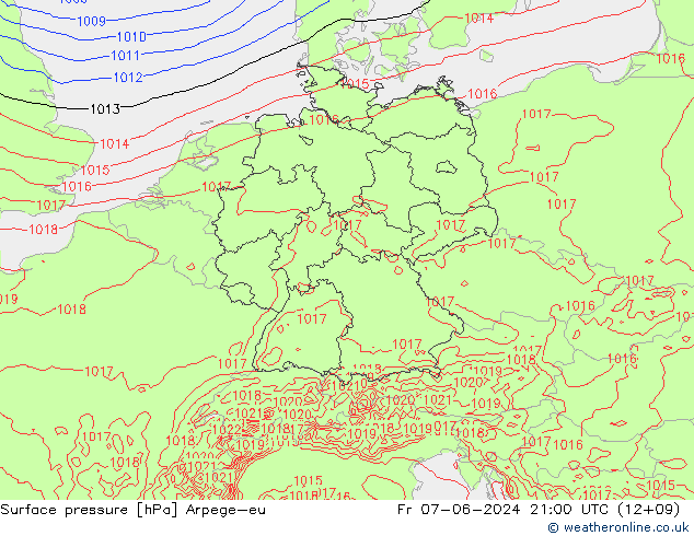 приземное давление Arpege-eu пт 07.06.2024 21 UTC