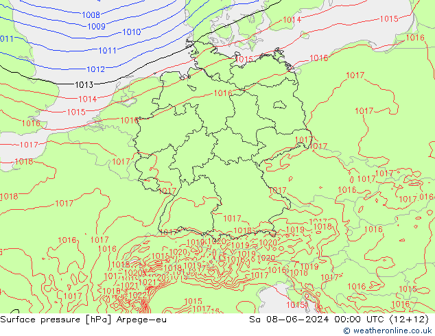 Surface pressure Arpege-eu Sa 08.06.2024 00 UTC