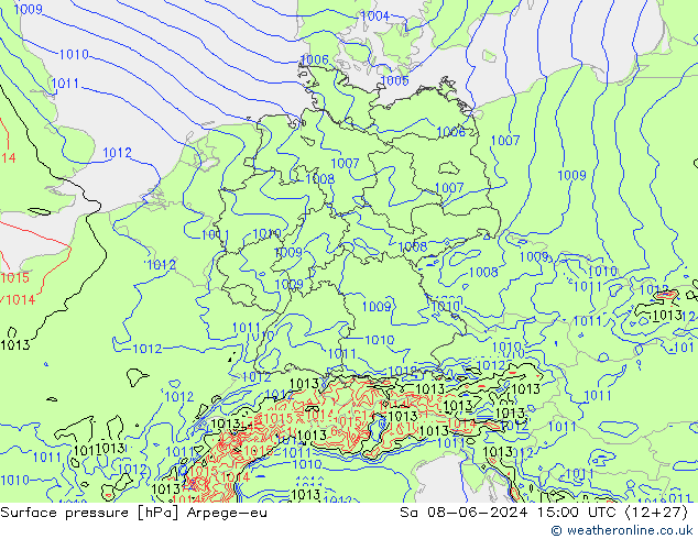 Bodendruck Arpege-eu Sa 08.06.2024 15 UTC