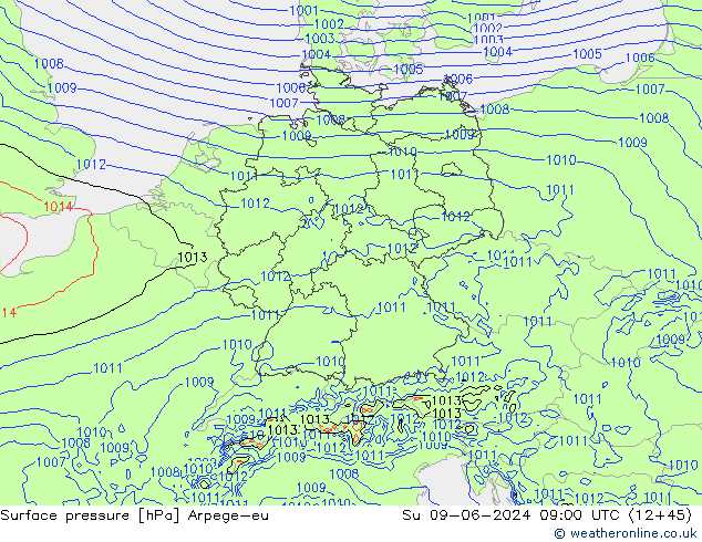 pression de l'air Arpege-eu dim 09.06.2024 09 UTC