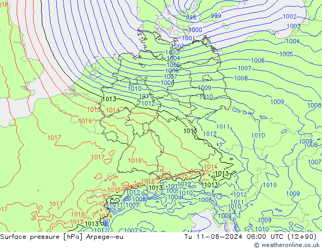 Bodendruck Arpege-eu Di 11.06.2024 06 UTC