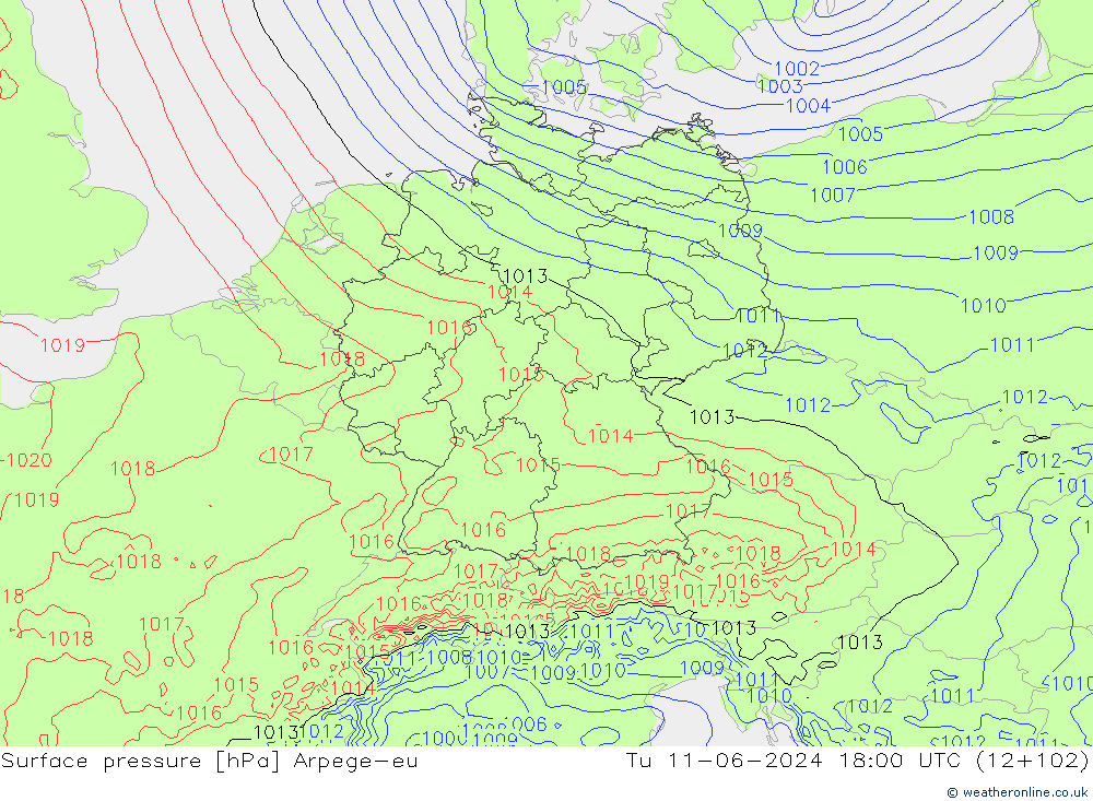 pressão do solo Arpege-eu Ter 11.06.2024 18 UTC