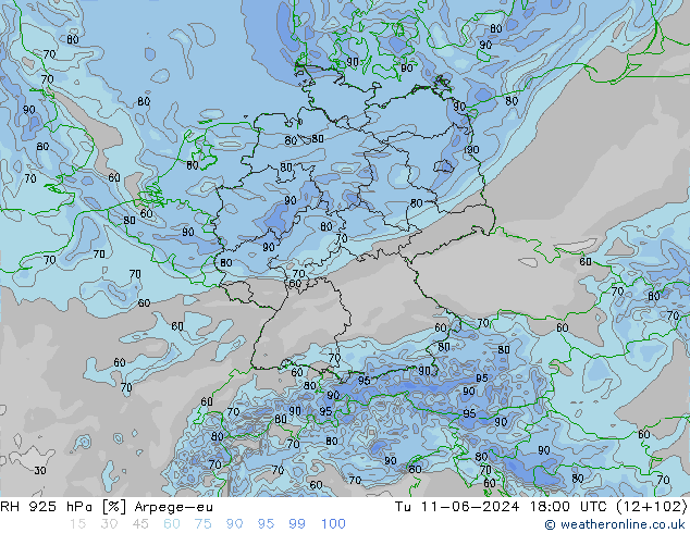 925 hPa Nispi Nem Arpege-eu Sa 11.06.2024 18 UTC