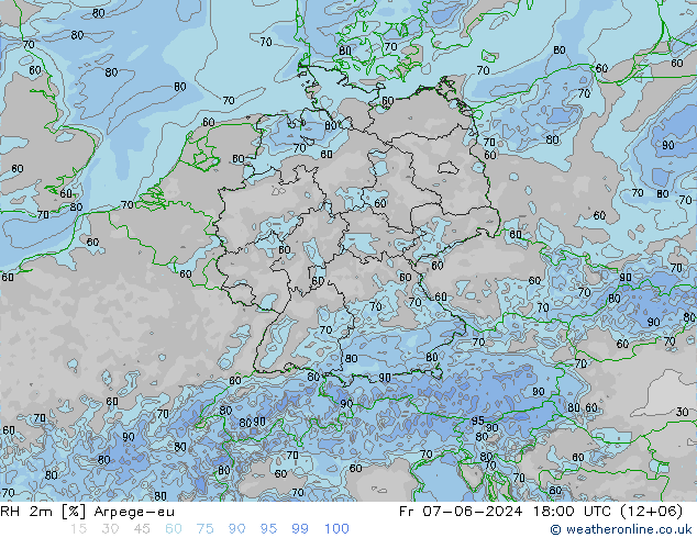 RH 2m Arpege-eu Fr 07.06.2024 18 UTC