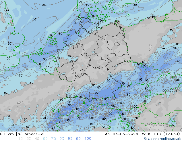 RH 2m Arpege-eu пн 10.06.2024 09 UTC