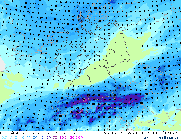 Nied. akkumuliert Arpege-eu Mo 10.06.2024 18 UTC