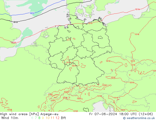 High wind areas Arpege-eu vie 07.06.2024 18 UTC