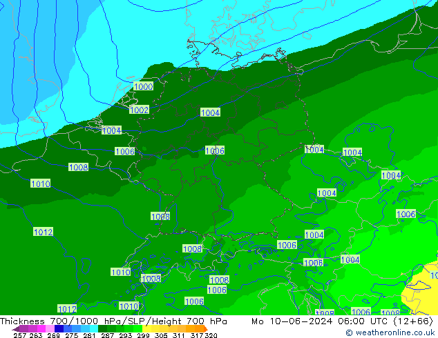 Thck 700-1000 hPa Arpege-eu lun 10.06.2024 06 UTC