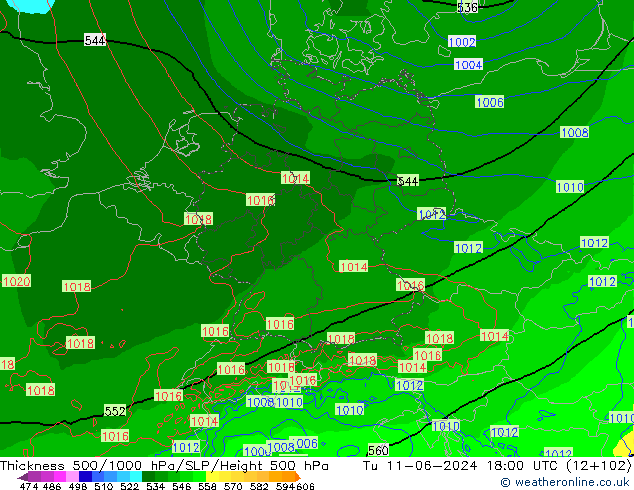 Thck 500-1000hPa Arpege-eu  11.06.2024 18 UTC