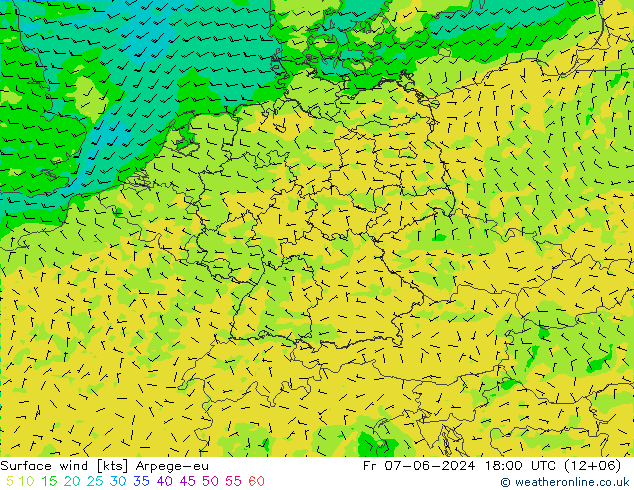 Surface wind Arpege-eu Fr 07.06.2024 18 UTC