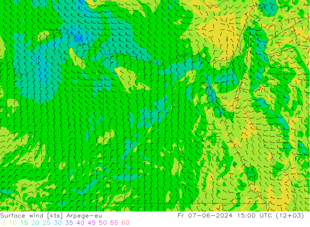 Surface wind Arpege-eu Pá 07.06.2024 15 UTC