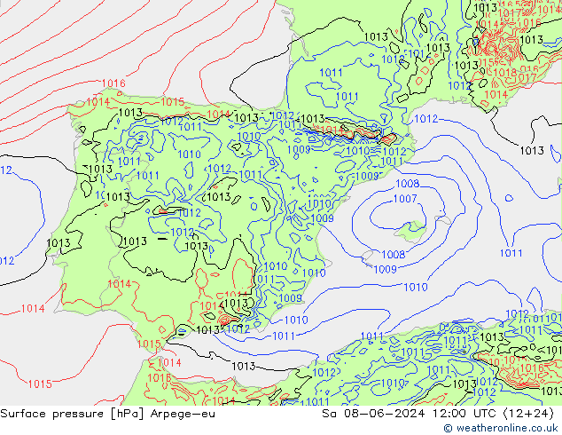 Luchtdruk (Grond) Arpege-eu za 08.06.2024 12 UTC