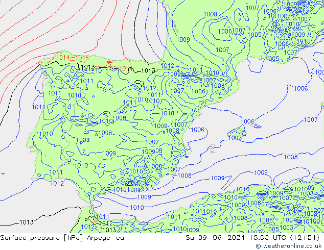 Yer basıncı Arpege-eu Paz 09.06.2024 15 UTC