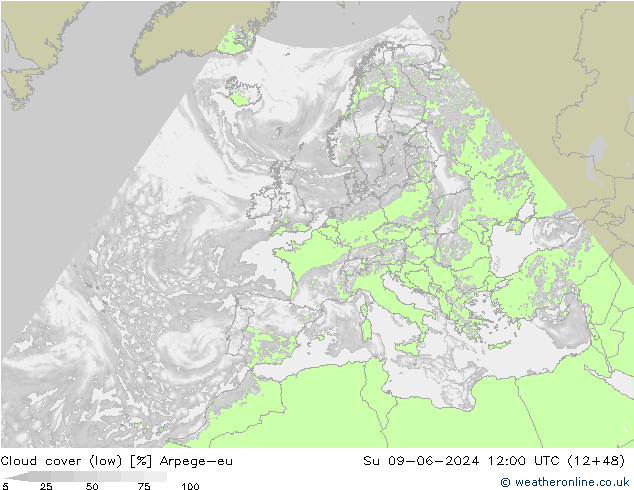 Wolken (tief) Arpege-eu So 09.06.2024 12 UTC