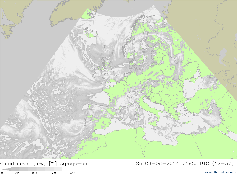 облака (низкий) Arpege-eu Вс 09.06.2024 21 UTC