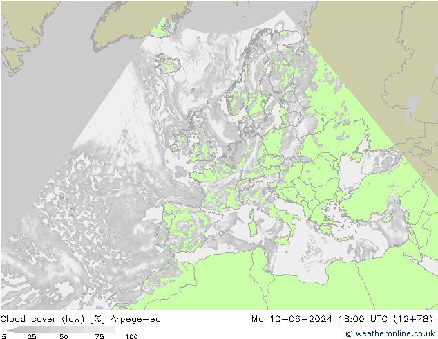 Bulutlar (düşük) Arpege-eu Pzt 10.06.2024 18 UTC