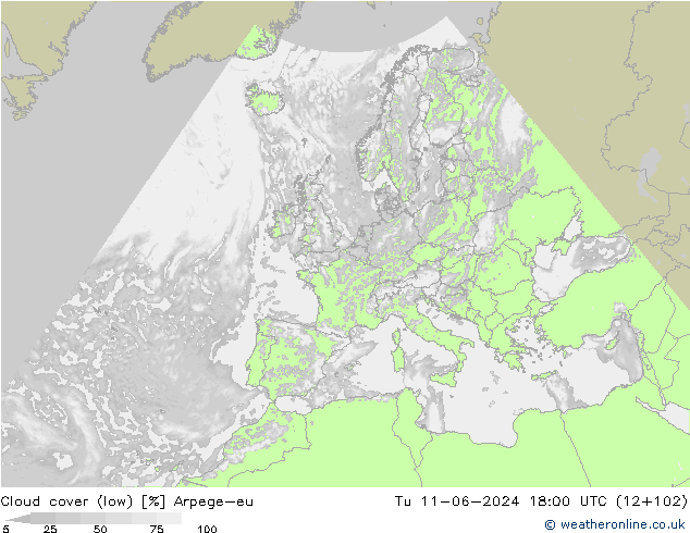 облака (низкий) Arpege-eu вт 11.06.2024 18 UTC