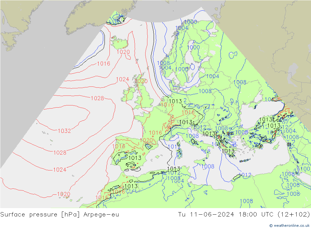 pressão do solo Arpege-eu Ter 11.06.2024 18 UTC