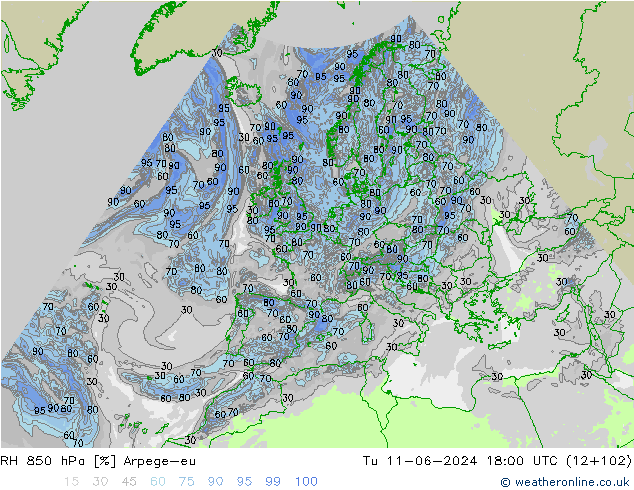 RV 850 hPa Arpege-eu di 11.06.2024 18 UTC