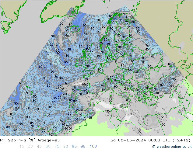 925 hPa Nispi Nem Arpege-eu Cts 08.06.2024 00 UTC