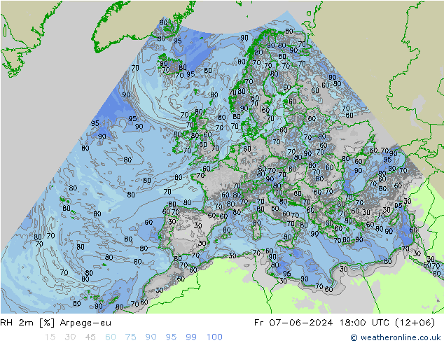 RH 2m Arpege-eu Fr 07.06.2024 18 UTC