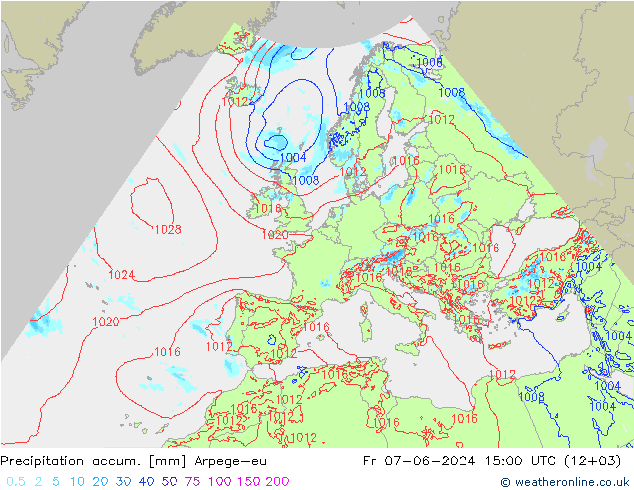 Precipitation accum. Arpege-eu Sex 07.06.2024 15 UTC