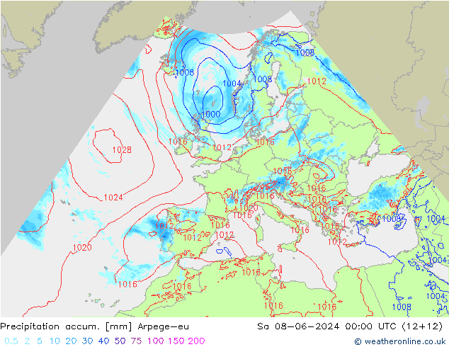 Nied. akkumuliert Arpege-eu Sa 08.06.2024 00 UTC