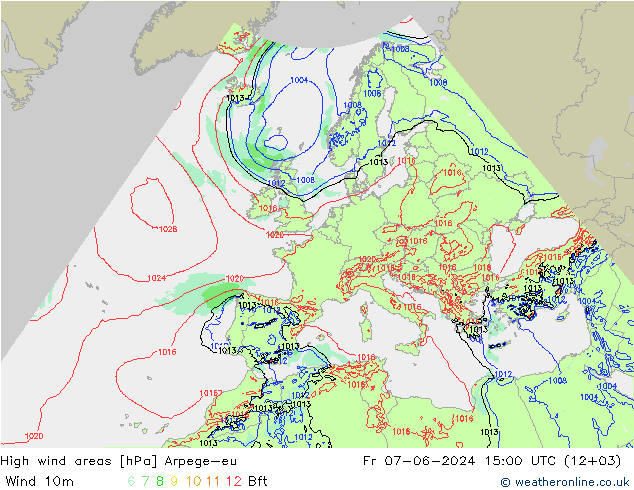 Windvelden Arpege-eu vr 07.06.2024 15 UTC