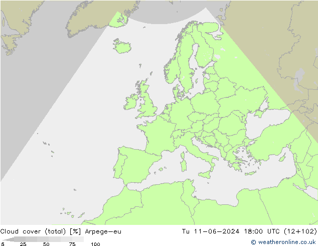 Nuages (total) Arpege-eu mar 11.06.2024 18 UTC