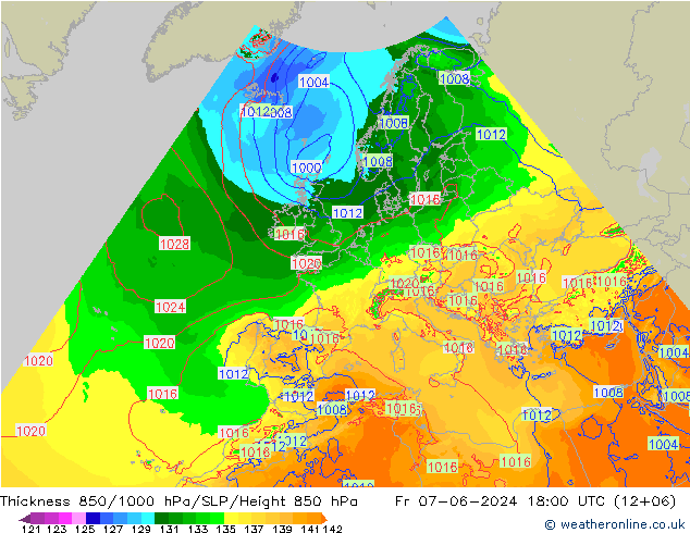 Thck 850-1000 hPa Arpege-eu Sex 07.06.2024 18 UTC