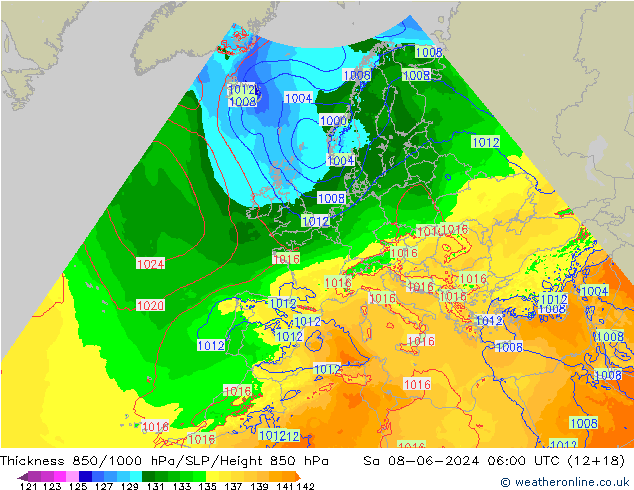 Thck 850-1000 hPa Arpege-eu sab 08.06.2024 06 UTC