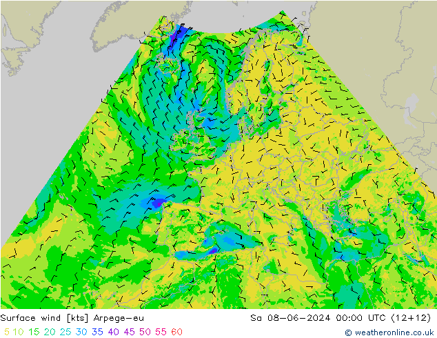 Rüzgar 10 m Arpege-eu Cts 08.06.2024 00 UTC