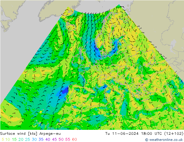 Bodenwind Arpege-eu Di 11.06.2024 18 UTC