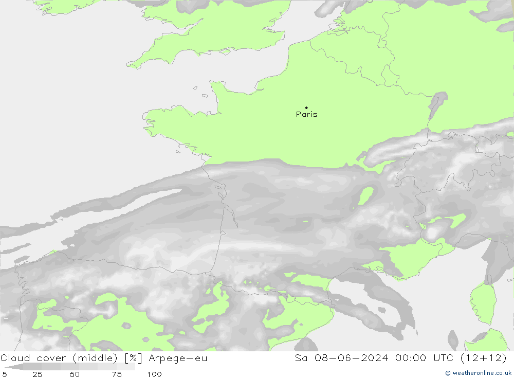 Nubes medias Arpege-eu sáb 08.06.2024 00 UTC