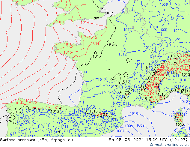 pression de l'air Arpege-eu sam 08.06.2024 15 UTC