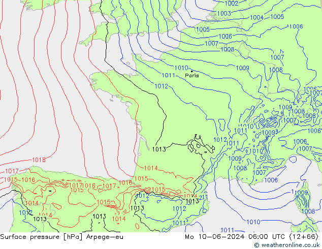 Luchtdruk (Grond) Arpege-eu ma 10.06.2024 06 UTC